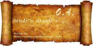 Orbán Aladár névjegykártya